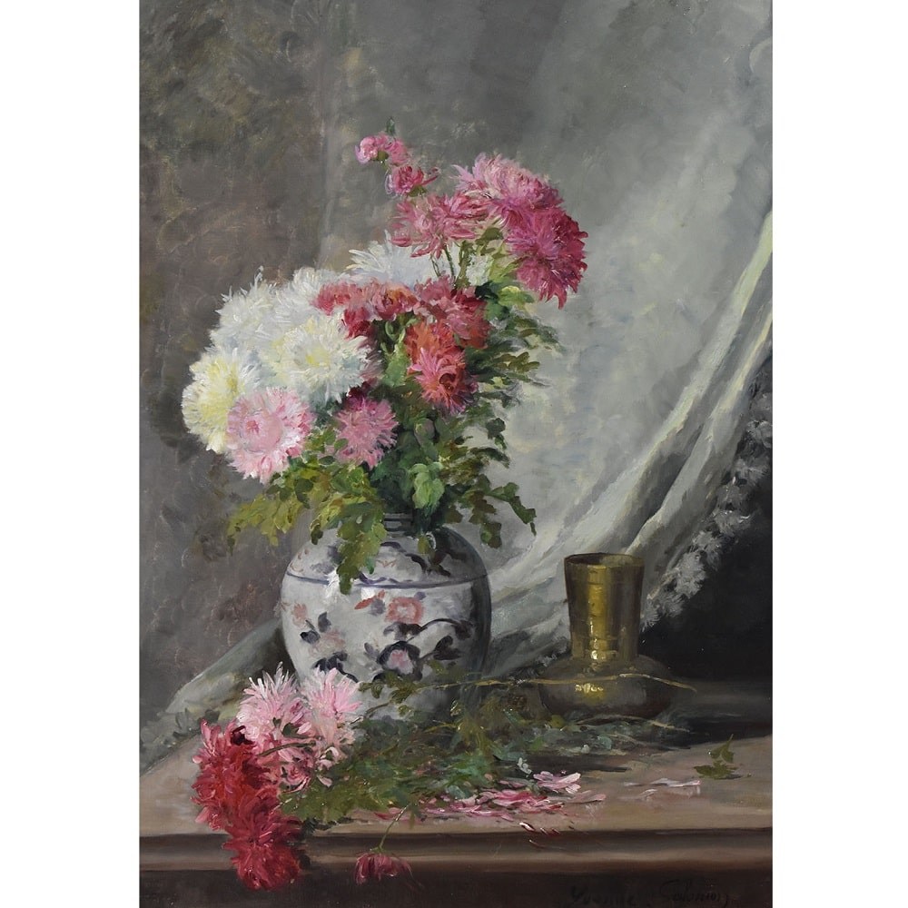 QF596 1 antique floral painting flower canvas oil still life XIX.jpg